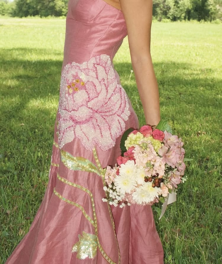 Charming Pink Satin Floral Mermaid Long Evening Dress Strapless Long Wedding Guest Dress D4395