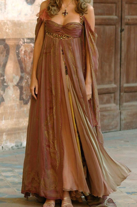 Vintage Off The Shoulder Chiffon Beaded Long Evening Dress Formal Birthday Prom Dress Party Gown D1933