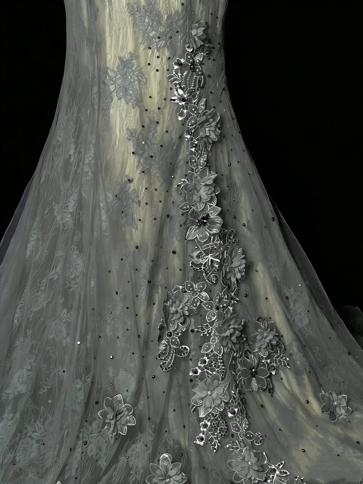 Charming Mermaid Dusty Green Lace Tulle 1950s Long Prom Dresses Party Dress D4270