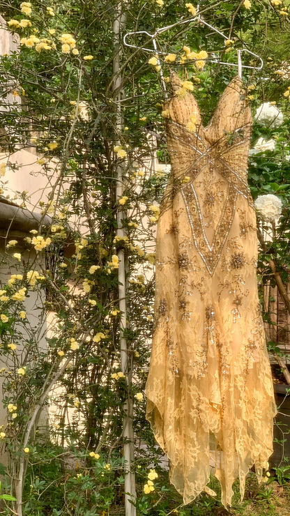 Vintage Spaghetti Straps Lace Sequin Mermaid Evening Dress Long Prom Dress S726