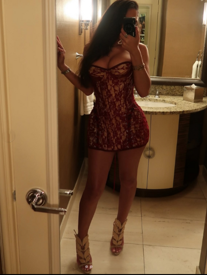 Vintage Burgundy Lace Sheath Short Homecoming Dress,Sweetheart Neck Cocktail Dress D3337