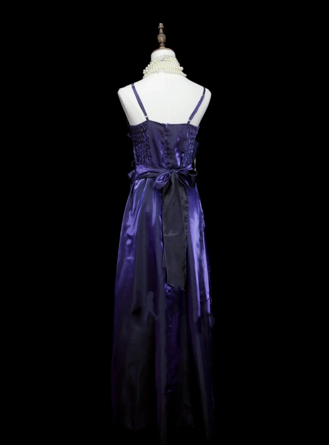 Chic Spaghetti Straps Grape With Flowers Long Prom Dresses Birthday Evening Dress D4515
