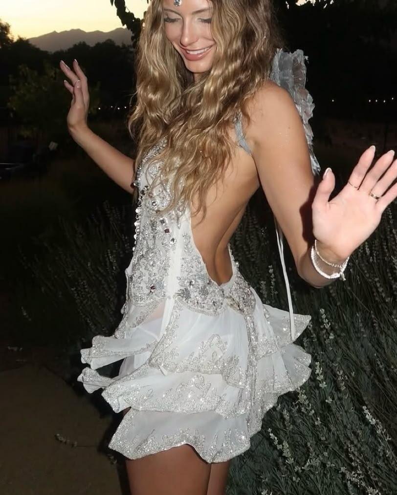 Pretty White Chiffon Beaded Backless Short 7th Grade Homecoming Dress,Formal 15th Birthday Outfits D3585