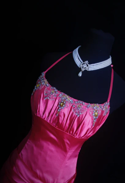 Pretty Halter Hot Pink Satin Pleated Beaded Evening Dress Backless Long Birthday Party Dress D1044