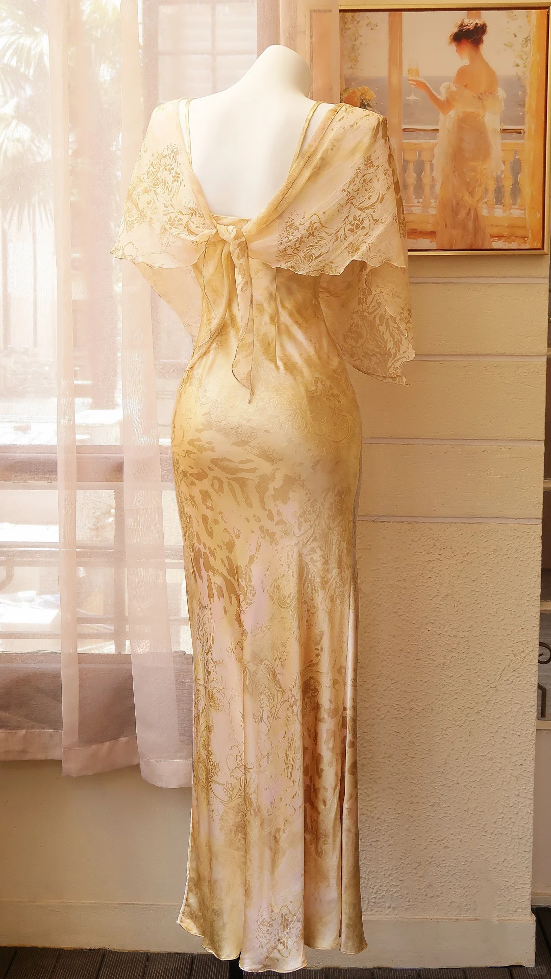 Classy Spaghetti Straps Chiffon Print Floral Mermaid Long Party Dress Evening Dress D2749
