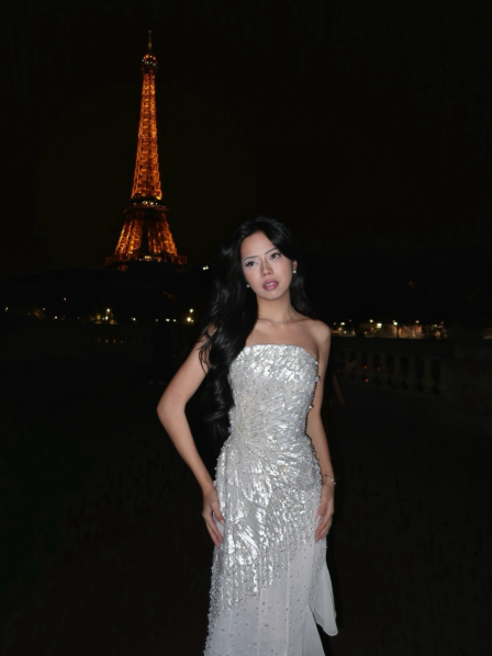 Charming Strapless White Chiffon Silver Sequin Mermaid Long Evening Dress Prom Dress D5303