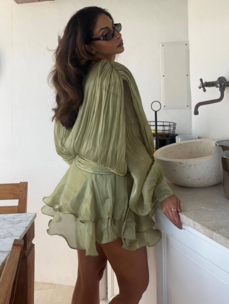 Vintage Olive Green Tulle Ruffles A Line Short Homecoming Dress Cocktail Dress D3661
