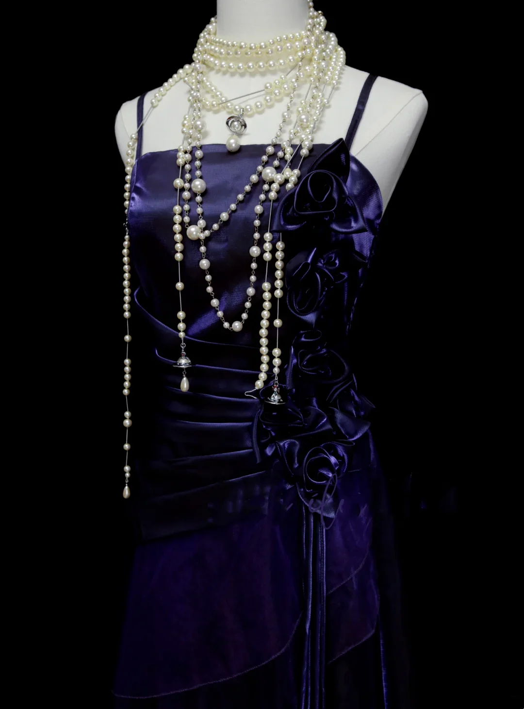 Chic Spaghetti Straps Grape With Flowers Long Prom Dresses Birthday Evening Dress D4515