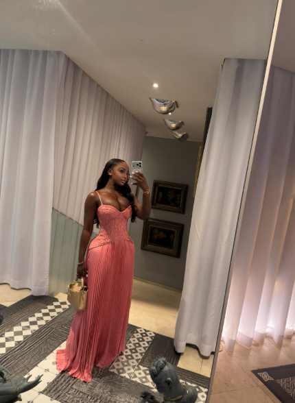 Pretty Spaghetti Straps Pink Satin Pleated A Line Party Dress Long Wedding Guest Dress D3552