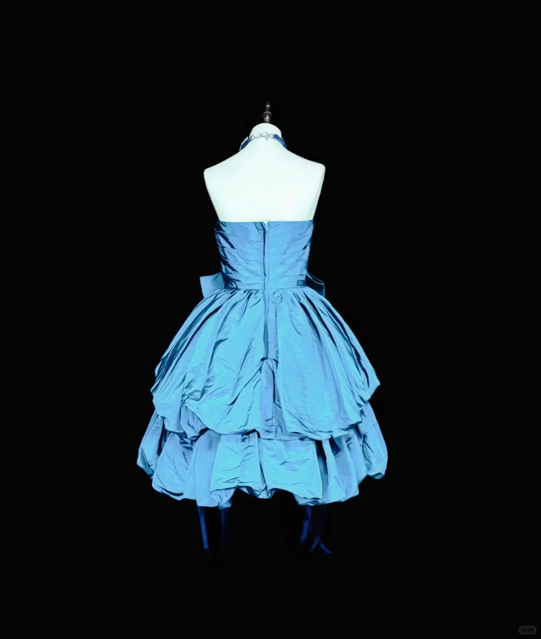 Vintage Strapless Blue Satin Pleated A Line Short 15th Birthday Outfits Homecoming Dress D4036
