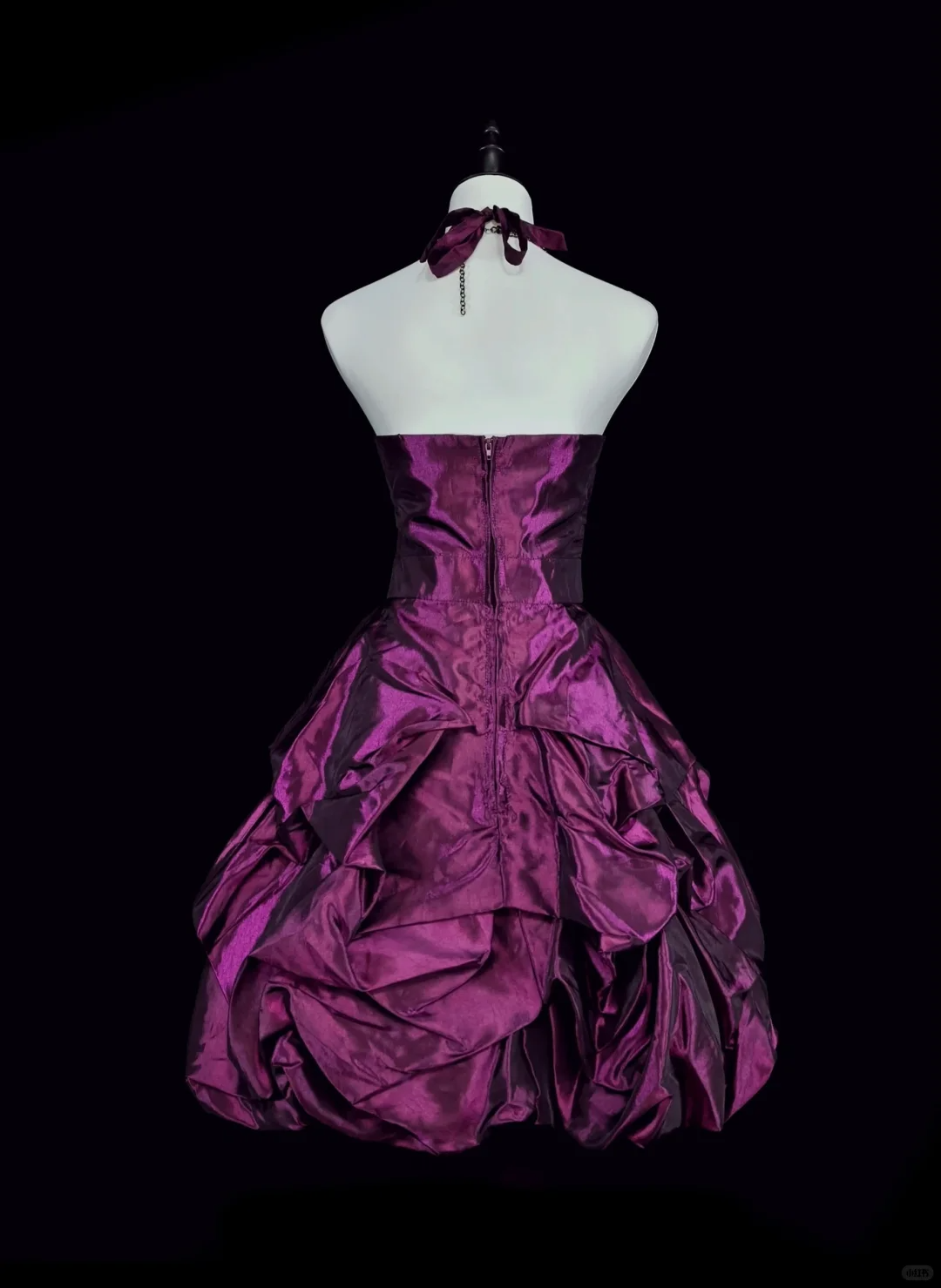 Sexy Halter Purple Satin Pleated Beaded A Line Short Homecoming Dress Birthday Outfits D4051