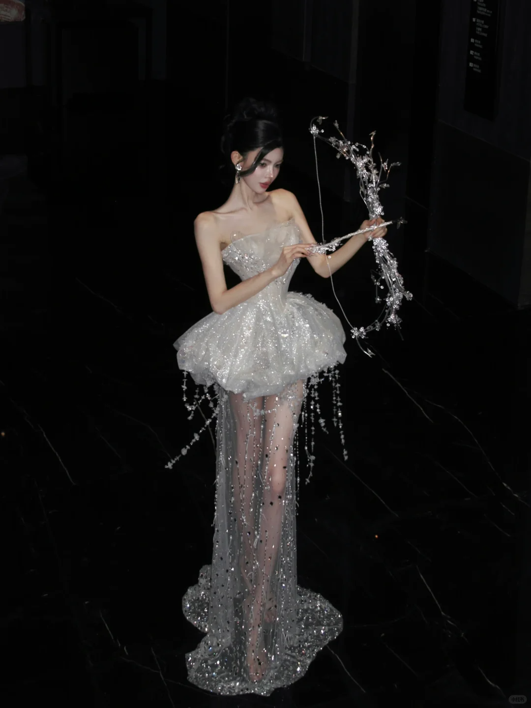 Shiny White Strapless Tulle Sequin Beaded A Line Graduation Homecoming Dress,Formal 18th Birthday Outfits D3064
