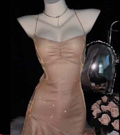 Sexy Pink Straps Ruffles Short Party Dress Cocktail Dress Formal Homecoming Dress S673