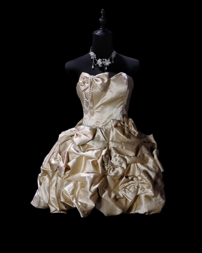 Stylish Strapless Satin Bow A Line Short Homecoming Dress Birthday Dress D3905