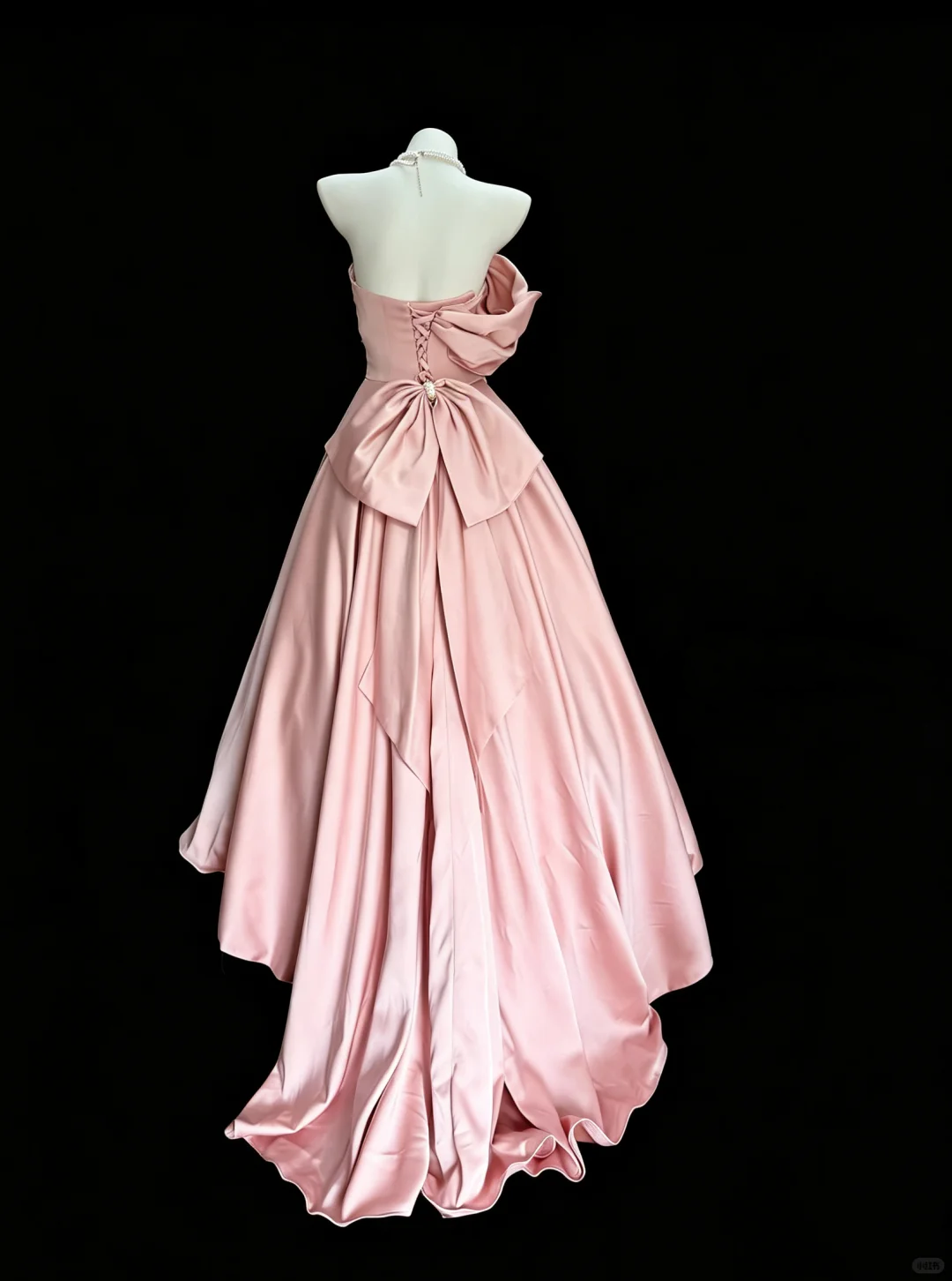 Classy Pink Satin Long Evening Dress Birthday Party Dress D5288
