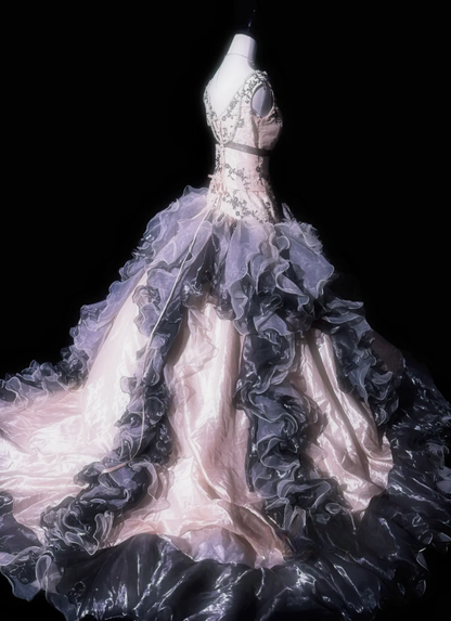 Vintage Sleeveless Tulle Satin Ruffles Mermaid Evening Dress Long Prom Gown With Bow D982