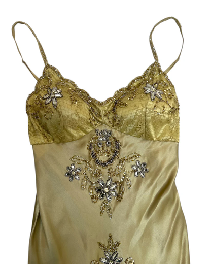 Elegant Gold Spaghetti Straps Satin Lace Beaded Cocktail Dress A Line Homecoming Dress Birthday Outfits S352