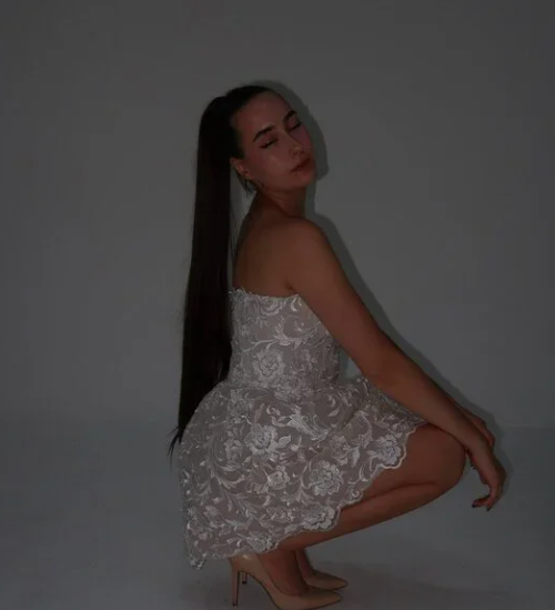 Classy Strapless White Lace Appliques Short Birthday Dress Formal Homecoming Dress D509