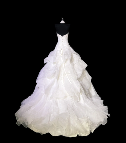 Charming White Halter Tulle Beaded Pleated Long Wedding Dress Formal Bridal Dress D553