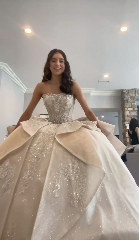 Gorgeous Strapless White Tulle Sequin Beaded Formal Long Wedding Dress D1051