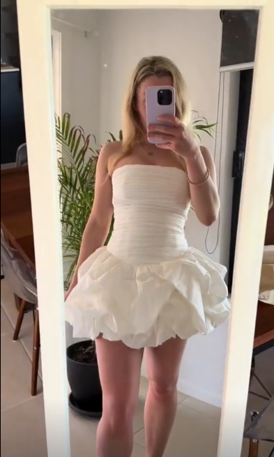 Charming Strapless Satin Pleated A Line White Short 6th Homecoming Dress Cocktail Dress D538