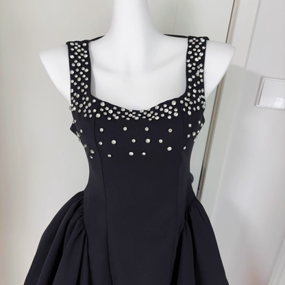 Black A Line Sleeveless Short Birthday Dress Cocktail Dress S220