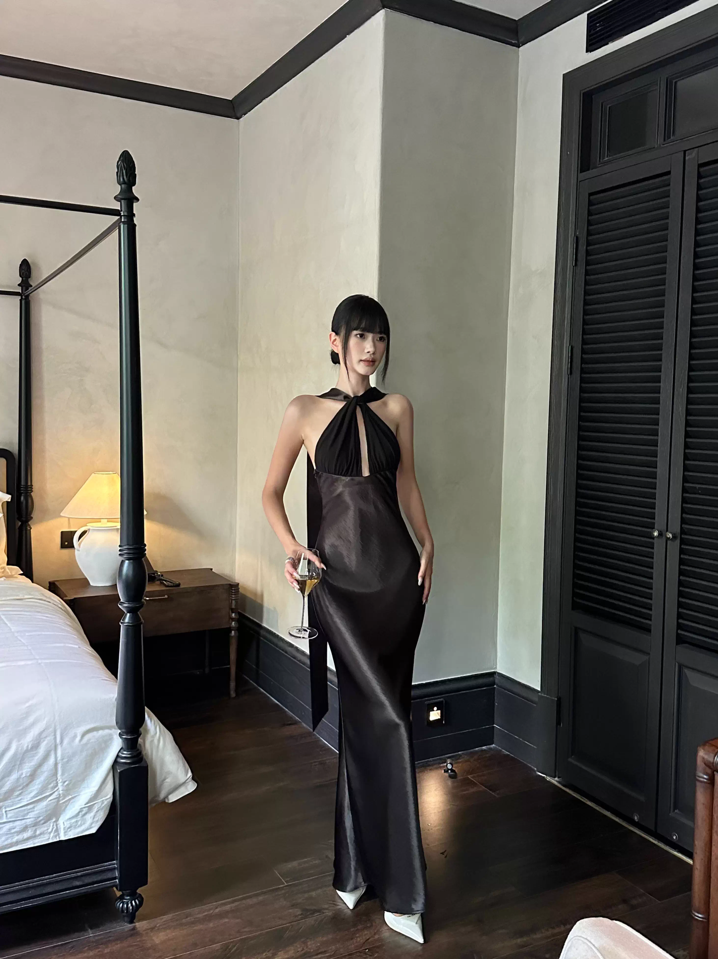 Classy Sleeveless Navy Blue Satin Mermaid Long Wedding Guest Dress Formal Backless Party Dress Evening Gown D2082