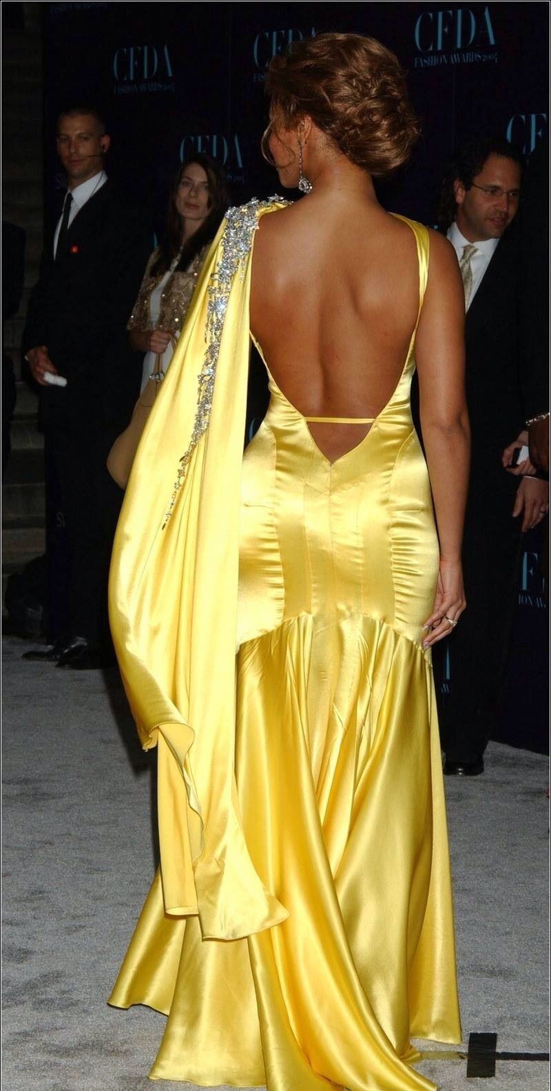 Fashion Yellow Satin Beaded Mermaid Long Party Dress Backless Evening Gown D4748