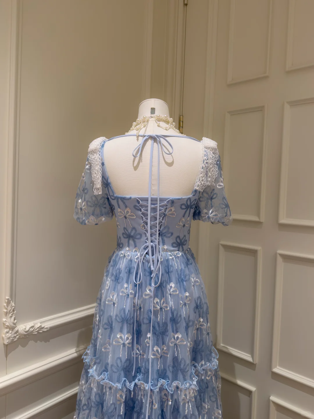 Elegant Sweetheart Neck Blue Tulle A Line Long Party Dress Prom Dress D2947