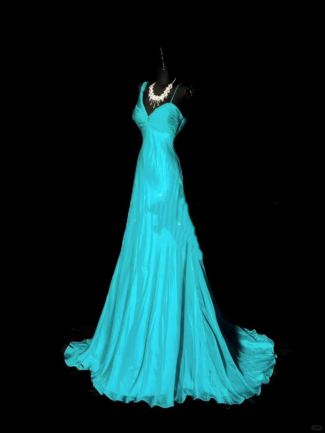 Classy Blue Chiffon With Pleated Bodice 1950s Mermaid Long Evening Dresses Party Gowns D4271