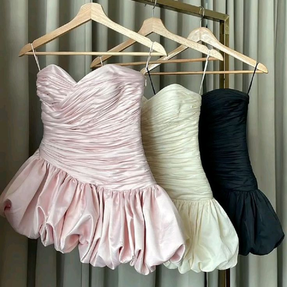 Cute Sweetheart Neck Satin Pleated Short 15th Birthday Outfits,Pink Short Homecoming Dress D3332