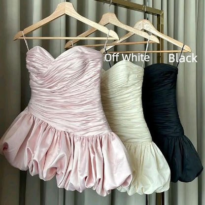 Cute Sweetheart Neck Satin Pleated Short 15th Birthday Outfits,Pink Short Homecoming Dress D3332