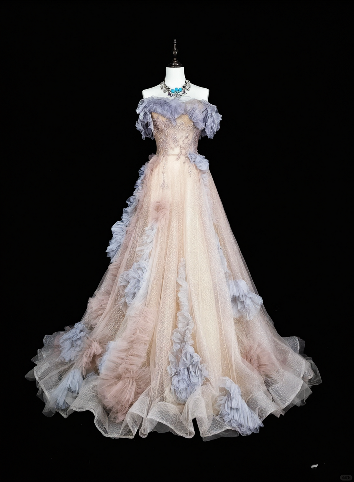 Classy Off The Shoulder Pink Tulle Pleated Ruffles Long Evening Dress Prom Dress D5389
